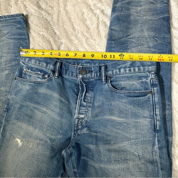 John Elliott Size 30 Mens Blue The Cast 2 Jeans White Paint Speck Speckled Hip - Picture 9 of 15